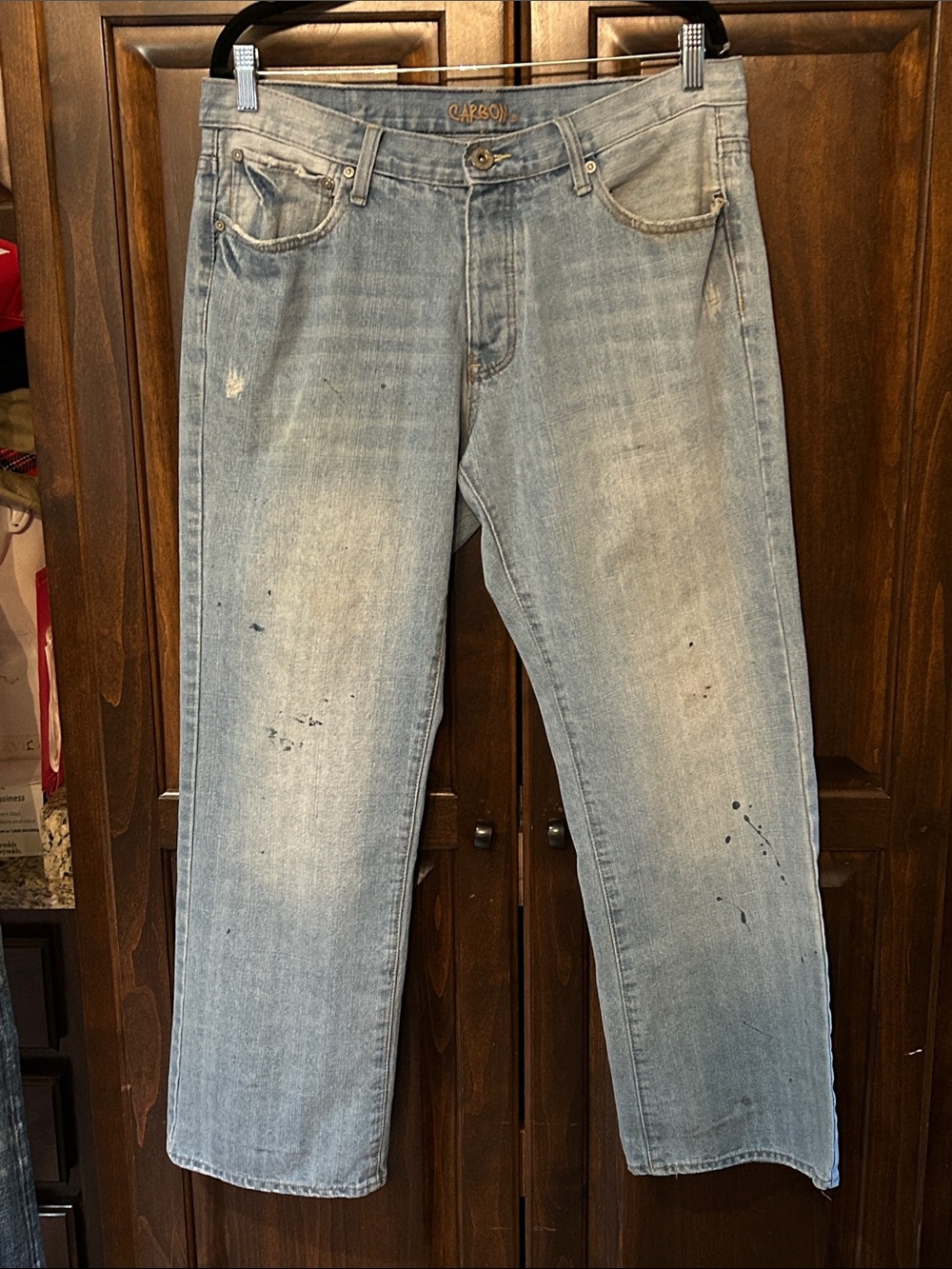 Carbon Sz 33 x 30 Distressed Men's Light Wash Blue Jeans – Relaxed Fit